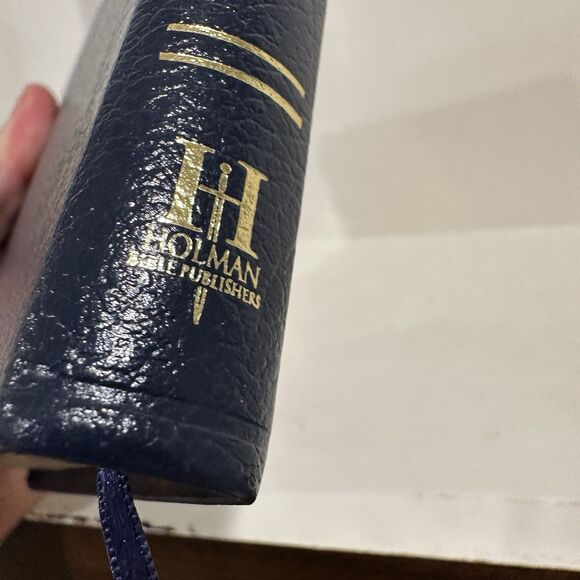 Holman Bible Pocket-Size Edition 2004 Red Letter Bonded "Glazed"  Blue Leather - Picture 3 of 6